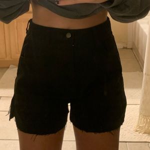Black denim shorts